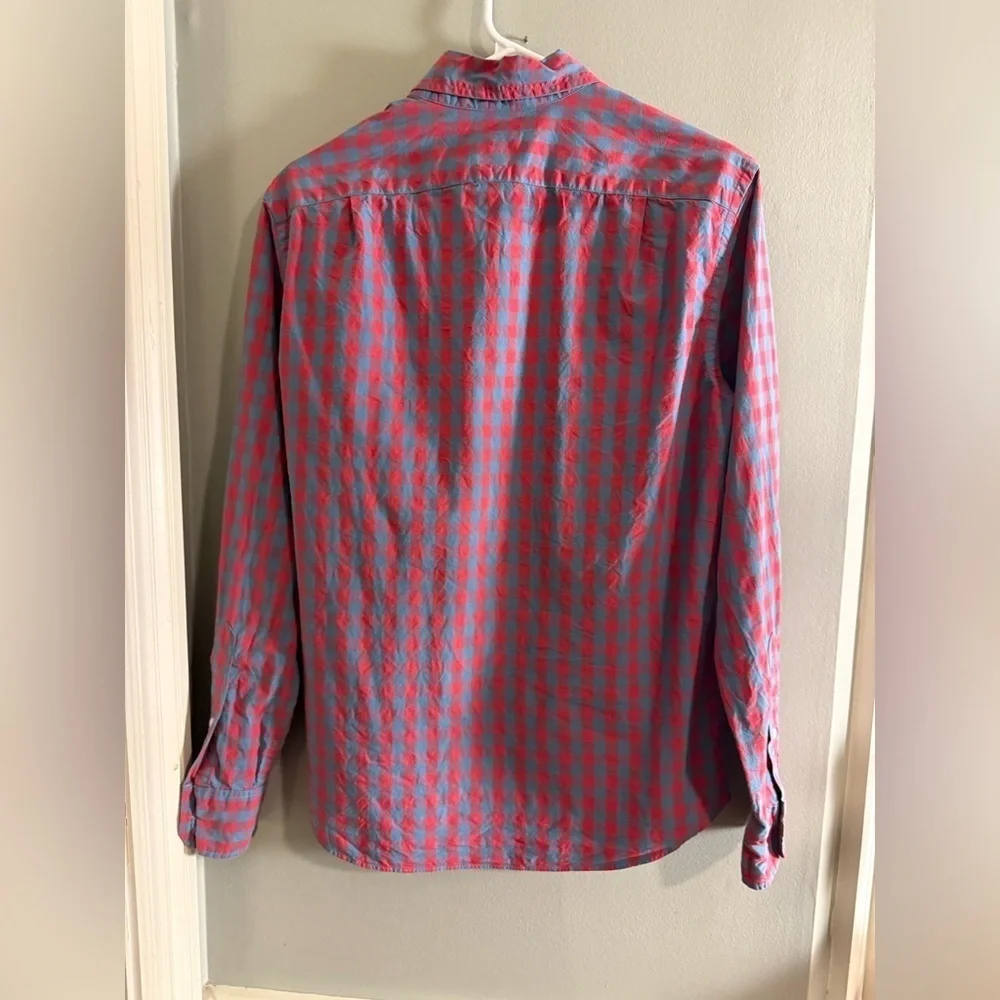 J. Crew Red and Blue Casual Button Down Shirt